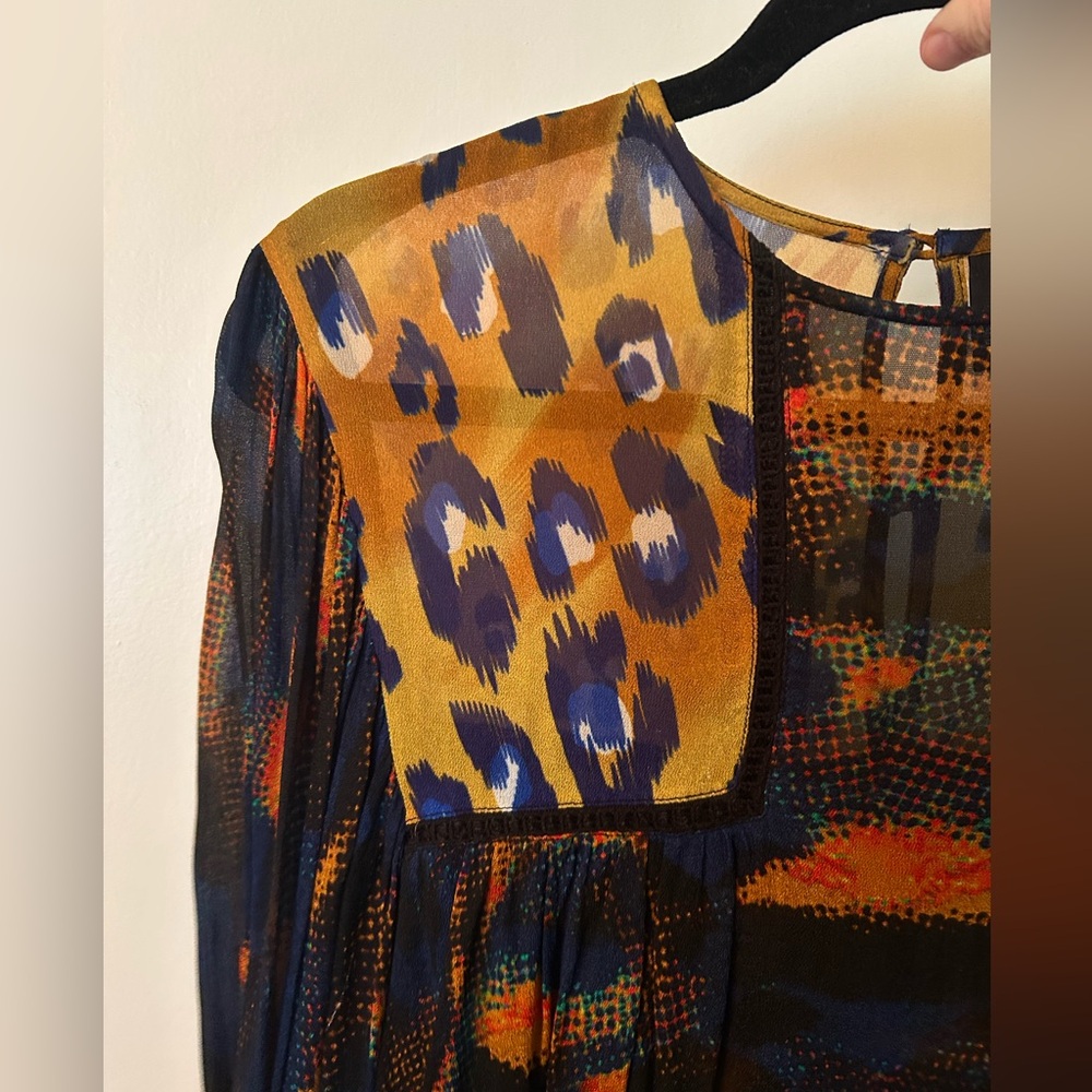 Anthropologie Bl-nk Bl^nk Eclectic Peasant top - Leopard Print - Picture 4 of 5